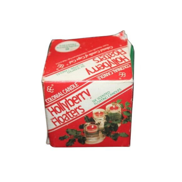 Vintage Holly Berry Floating Candles Colonial Candle Round Tea Light Set Of 5 - Picture 4 of 4